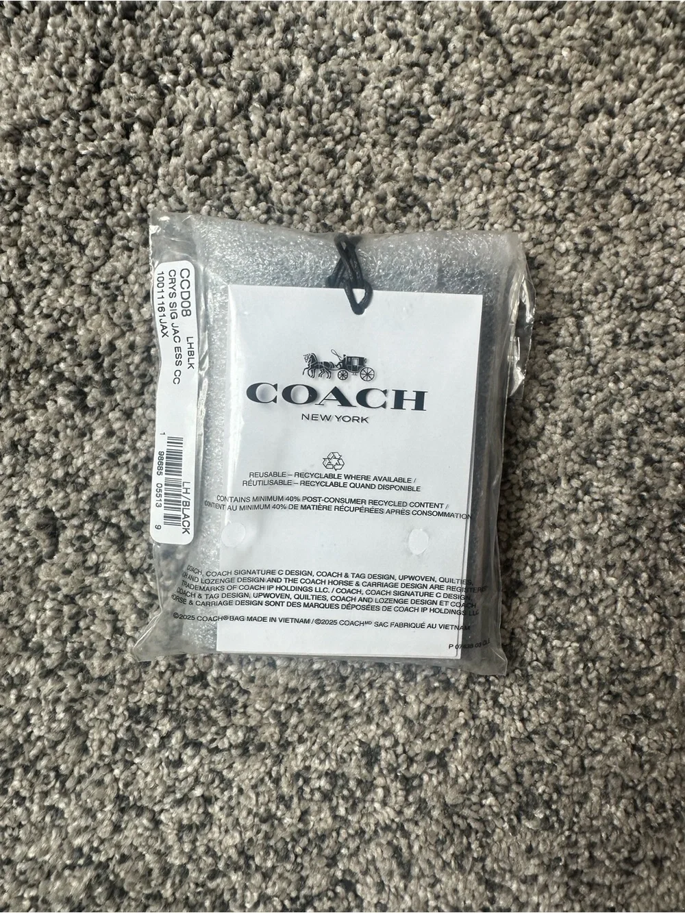 Coach Black Crystal Signature Jacquard Essential Card Case Wallet - New - Picture 7 of 9